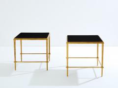 Maison Ramsay Pair of Maison Ramsay side tables gilt iron black lacquer 1950 - 3916520