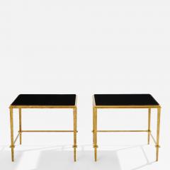 Maison Ramsay Pair of Maison Ramsay side tables gilt iron black lacquer 1950 - 3922795