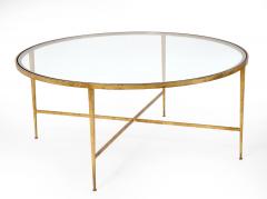 Maison Ramsay Ramsay Large Round Gilt Wrought Iron Coffee Table France 1950s - 4538504
