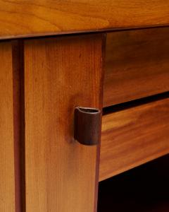 Maison Regain Carved Elm Sideboard with Leather Handles by Maison Regain France c 1970 - 4760131