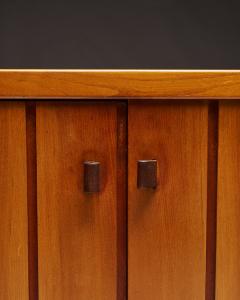Maison Regain Carved Elm Sideboard with Leather Handles by Maison Regain France c 1970 - 4760138