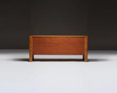 Maison Regain Carved Elm Sideboard with Leather Handles by Maison Regain France c 1970 - 4760139