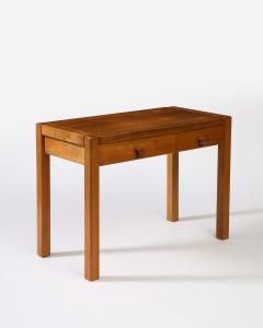 Maison Regain Elm Desk Console with Leather Pulls by Maison Regain France c 1950 - 4096306