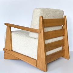 Maison Regain Pair Maison Regain Elm and Boucle Lounge Chairs - 3242111