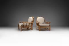 Maison Regain Pair of French Elm Wood Lounge Chairs by Maison Regain France 1970s - 4294918