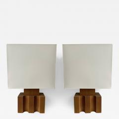 Maison Regain Pair of Massive Elm Wood Lamps by Maison Regain France 1960s - 3294739