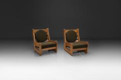 Maison Regain Pair of Sculptural Solid Elm Lounge Chairs by Maison Regain France Late 20th C - 4603905