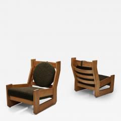 Maison Regain Pair of Sculptural Solid Elm Lounge Chairs by Maison Regain France Late 20th C - 4623855