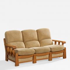 Maison Regain Sofa with Elm and Fabric France 1970s - 4785895