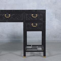 Maitland Early 1950s Bamboo Inlaid Pedestal Executive Desk - 3264990