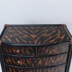 Maitland Smith A Maitland Smith ebonized five drawer bow front commode with flame decoration  - 3447997