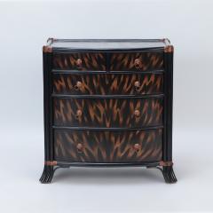 Maitland Smith A pair of Maitland Smith ebonized five drawer bow front commodes  - 2625413