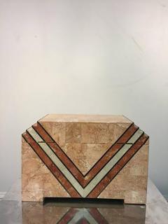 Maitland Smith Art Deco Inspired Box in Tessellated Marble by Maitland Smith - 437966