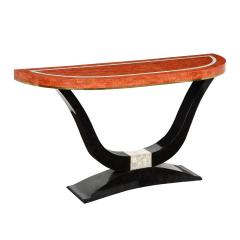 Maitland Smith Art Deco Style Console in Pen Shell Mother of Pearl and Red Travertine 1970s - 2055597