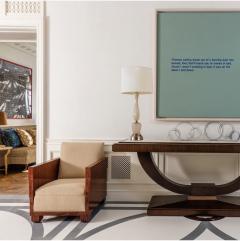 Maitland Smith Art Deco Style Ebonized Macassar Console Table with Faux Shagreen Top - 4752378