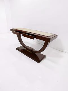Maitland Smith Art Deco Style Ebonized Macassar Console Table with Faux Shagreen Top - 4752430