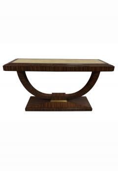 Maitland Smith Art Deco Style Ebonized Macassar Console Table with Faux Shagreen Top - 4752454