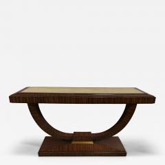 Maitland Smith Art Deco Style Ebonized Macassar Console Table with Faux Shagreen Top - 4753095