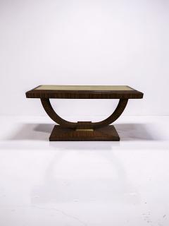 Maitland Smith Art Deco Style Ebonized Macassar Console Table with Faux Shagreen Top - 4753097
