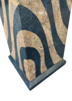 Maitland Smith Dramatic Vintage Maitland Smith Tall Tapered Marble Stone Pedestal Tiger Print - 2618336