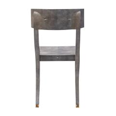 Maitland Smith Exquisite Klismos Chair in Blue Gray Shagreen with Brass Sabots 1980s - 3469597
