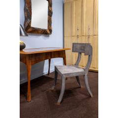 Maitland Smith Exquisite Klismos Chair in Blue Gray Shagreen with Brass Sabots 1980s - 3469598