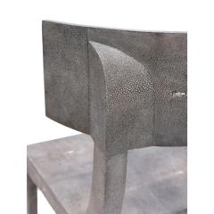 Maitland Smith Exquisite Klismos Chair in Blue Gray Shagreen with Brass Sabots 1980s - 3469601