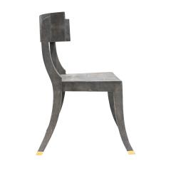 Maitland Smith Exquisite Klismos Chair in Blue Gray Shagreen with Brass Sabots 1980s - 3469605