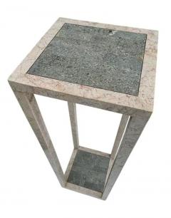 Maitland Smith Hollywood Regency Blush Pink Grey Tessellated Stone or Marble Pedestal Table - 4003448