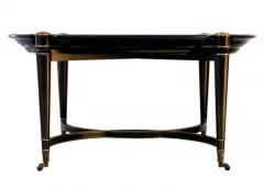 Maitland Smith Hollywood Regency Burl Wood with Gold Trim Oval Cocktail Table by Maitland Smith - 3617201