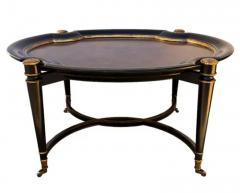 Maitland Smith Hollywood Regency Burl Wood with Gold Trim Oval Cocktail Table by Maitland Smith - 3617205