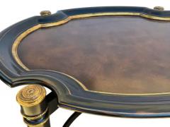 Maitland Smith Hollywood Regency Burl Wood with Gold Trim Oval Cocktail Table by Maitland Smith - 3617227