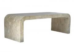 Maitland Smith Hollywood Regency Tesselated Stone Beige Marble Waterfall Cocktail Table - 3303664