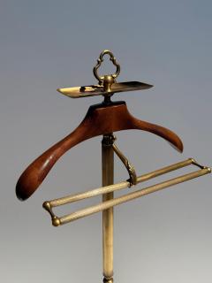 Maitland Smith Italian Brass and Wood Valet Stand with Cabriolet Legs - 4761528