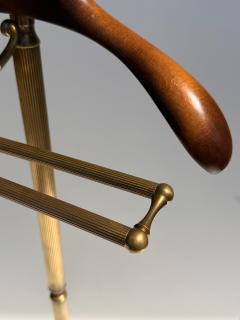Maitland Smith Italian Brass and Wood Valet Stand with Cabriolet Legs - 4761581