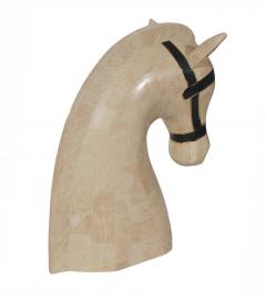 Maitland Smith Large Hollywood Regency Tessellated Stone Marble Horse Head Table Sculpture - 1761616