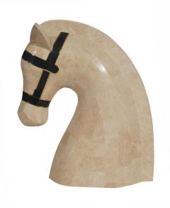 Maitland Smith Large Hollywood Regency Tessellated Stone Marble Horse Head Table Sculpture - 1761618