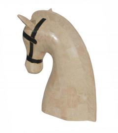 Maitland Smith Large Hollywood Regency Tessellated Stone Marble Horse Head Table Sculpture - 1761619