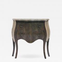 Maitland Smith Louis XV Style Bomb Commode Wrapped in Olive Green Faux Snakeskin - 1973261