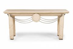 Maitland Smith Maitland Smith American Mid Century Modern Travertine and Nickel Console Table - 4273138
