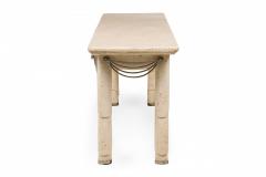 Maitland Smith Maitland Smith American Mid Century Modern Travertine and Nickel Console Table - 4273139