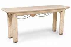 Maitland Smith Maitland Smith American Mid Century Modern Travertine and Nickel Console Table - 4273140