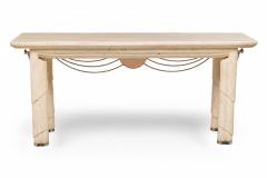 Maitland Smith Maitland Smith American Mid Century Modern Travertine and Nickel Console Table - 4273141