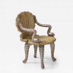 Maitland Smith Maitland Smith Carved Grotto Chair with Dolphin Arms - 2940234
