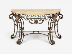 Maitland Smith Maitland Smith Console Table Gilt Metal Tesselated Marble Philippines 1980s - 4725871