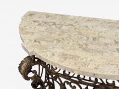 Maitland Smith Maitland Smith Console Table Gilt Metal Tesselated Marble Philippines 1980s - 4725874