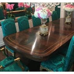 Maitland Smith Maitland Smith Mahogany Inlaid Manor Double Pedestal Dining Table W 2 Leaves - 4215865