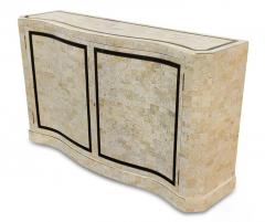 Maitland Smith Maitland Smith Pair Vintage Scroll Front Cabinets Tessellated Stone Brass - 2937175