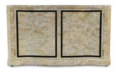 Maitland Smith Maitland Smith Pair Vintage Scroll Front Cabinets Tessellated Stone Brass - 2937217