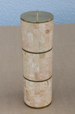 Maitland Smith Maitland Smith Tesselated Stone And Brass Candle Holders 1980s Design - 3633517